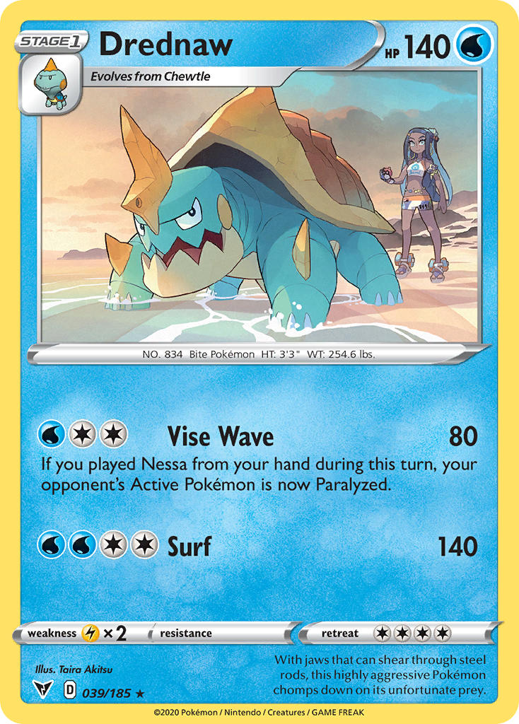 (039/185) Pokemon TCG Vivid Voltage Single: Drednaw Rare