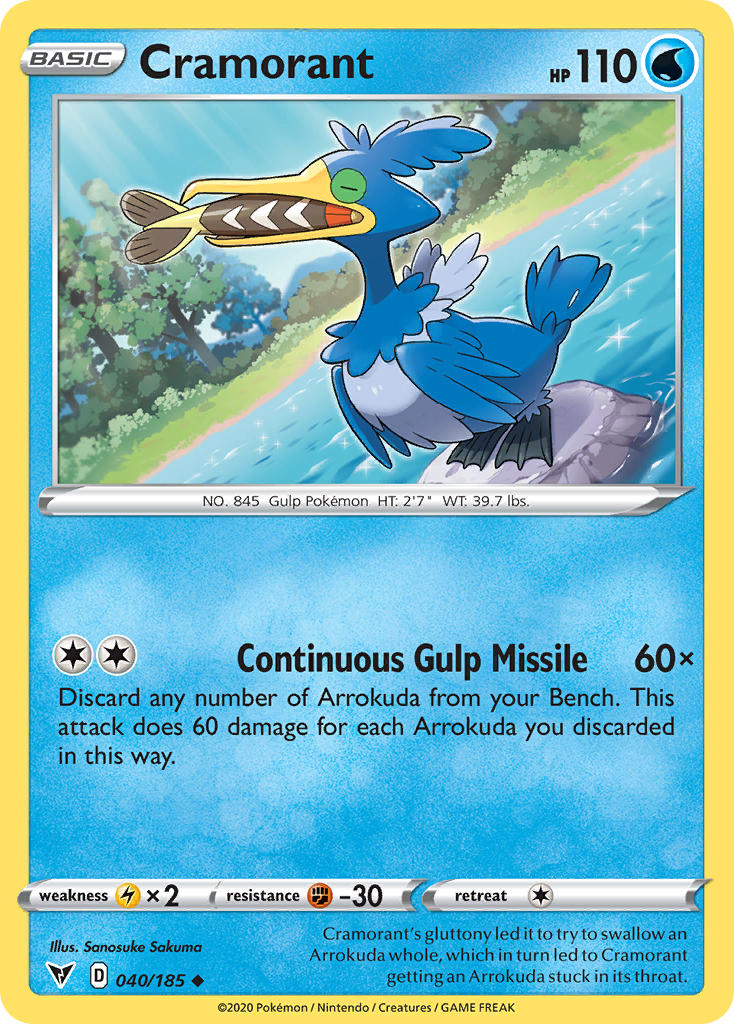 (040/185) Pokemon TCG Vivid Voltage Single: Cramorant Reverse Holo Uncommon