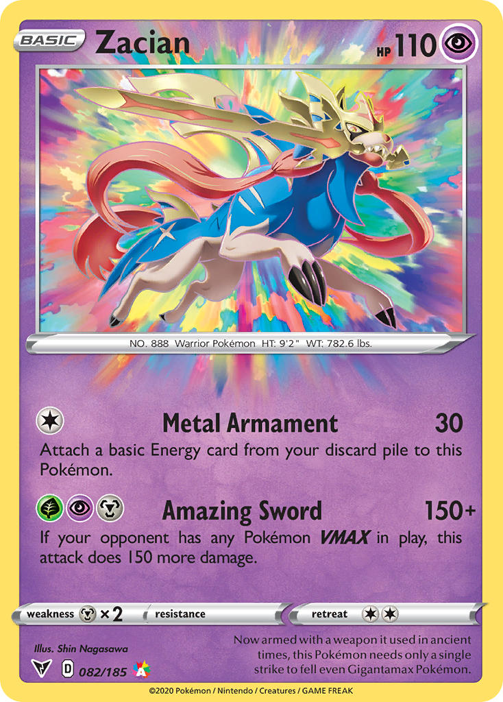 (082/185) Pokemon TCG Vivid Voltage Single: Zacian Amazing Rare
