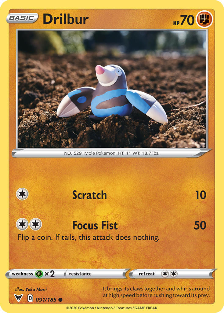 (091/185) Pokemon TCG Vivid Voltage Single: Drilbur Common