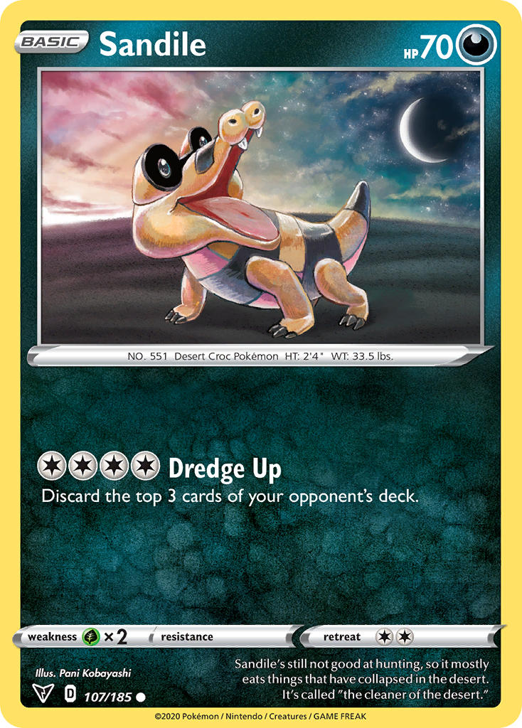 (107/185) Pokemon TCG Vivid Voltage Single: Sandile Common
