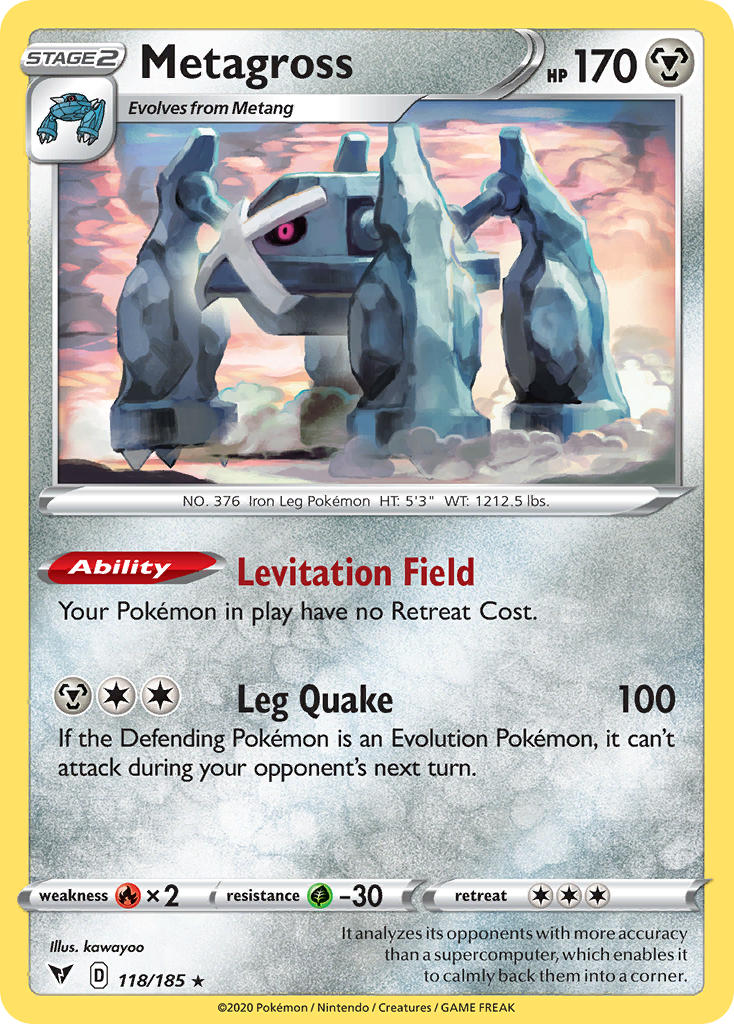 (118/185) Pokemon TCG Vivid Voltage Single: Metagross Reverse Holo Rare