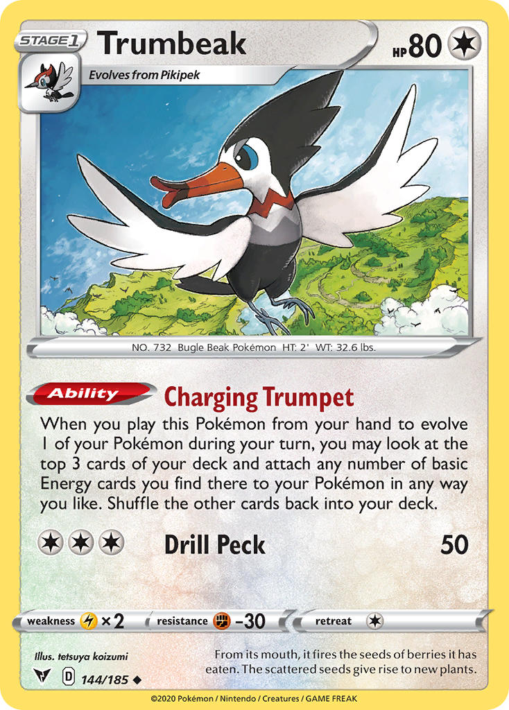 (144/185) Pokemon TCG Vivid Voltage Single: Trumbeak Uncommon
