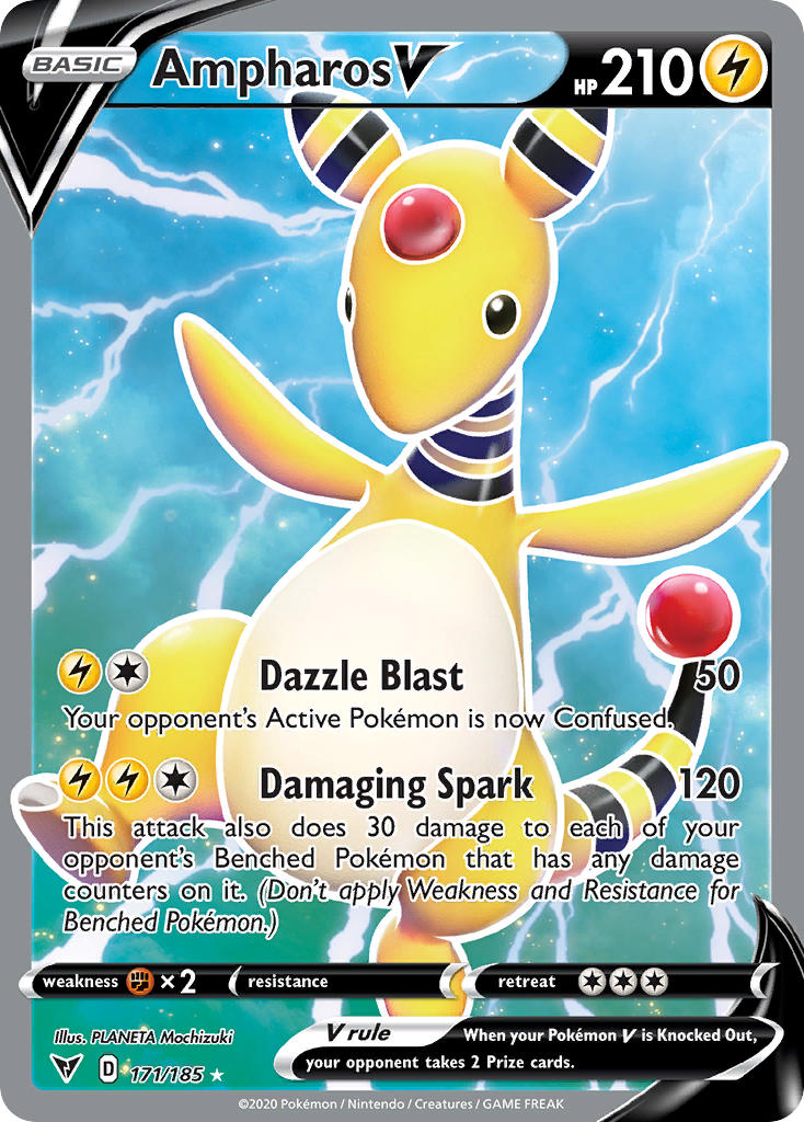 (171/185) Pokemon TCG Vivid Voltage Single: Ampharos V Ultra Rare