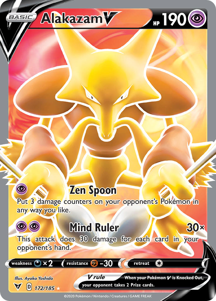 (172/185) Pokemon TCG Vivid Voltage Single: Alakazam V Ultra Rare