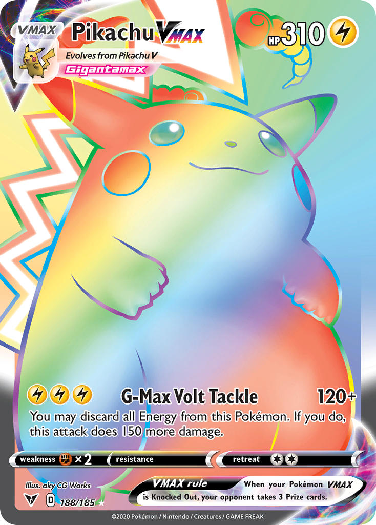 (188/185) Pokemon TCG Vivid Voltage Single: Pikachu VMAX Secret Rare