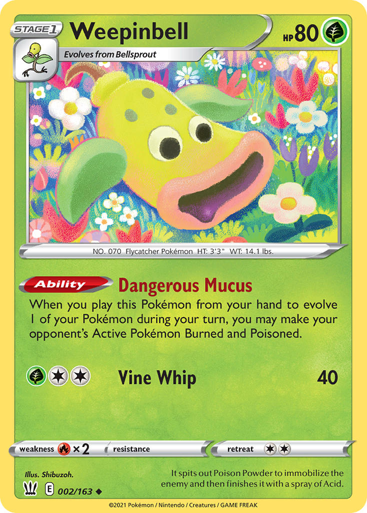 (002/163) Pokemon TCG Battle Styles Single: Weepinbell Uncommon