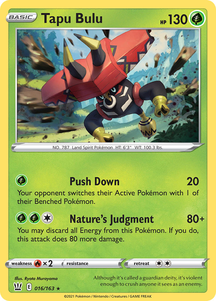 (016/163) Pokemon TCG Battle Styles Single: Tapu Bulu Reverse Holo Holo Rare