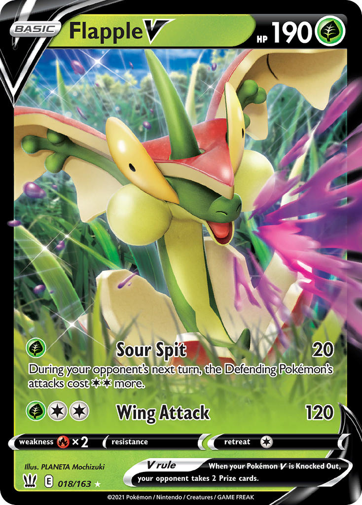 (018/163) Pokemon TCG Battle Styles Single: Flapple V Ultra Rare