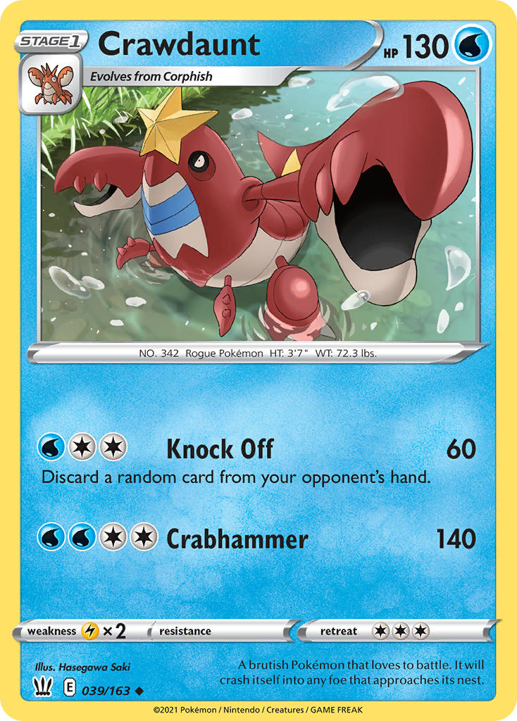 (039/163) Pokemon TCG Battle Styles Single: Crawdaunt Uncommon