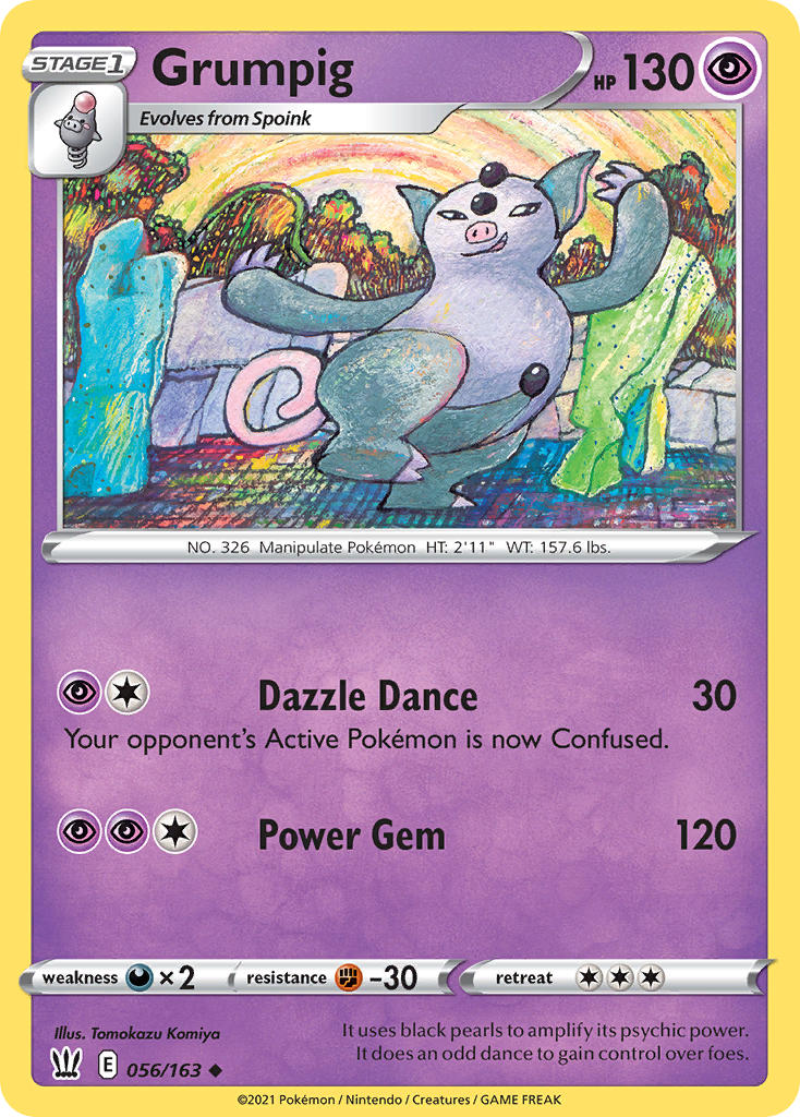 (056/163) Pokemon TCG Battle Styles Single: Grumpig Reverse Holo Uncommon