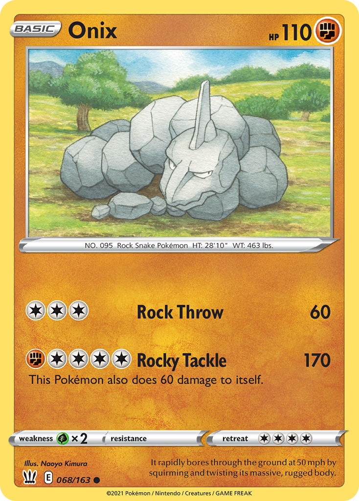 (068/163) Pokemon TCG Battle Styles Single: Onix Reverse Holo Common