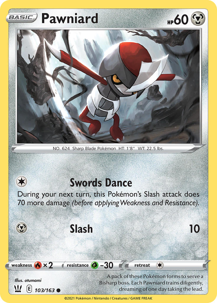(103/163) Pokemon TCG Battle Styles Single: Pawniard Reverse Holo Common