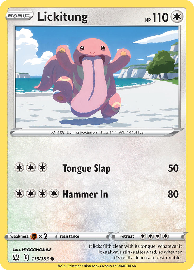 (113/163) Pokemon TCG Battle Styles Single: Lickitung Reverse Holo Common