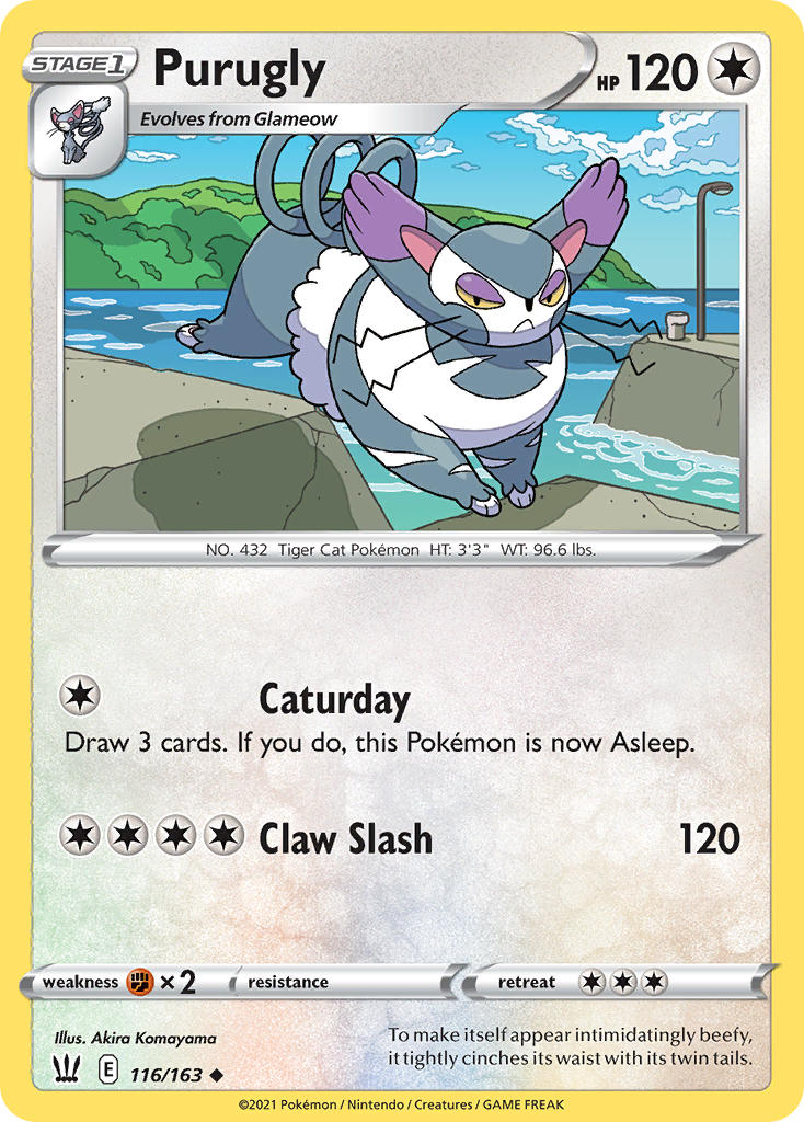 (116/163) Pokemon TCG Battle Styles Single: Purugly Reverse Holo Uncommon