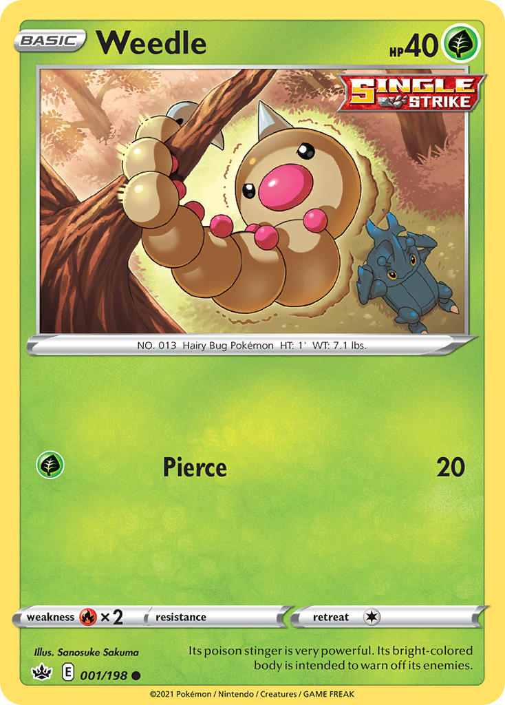 (001/198) Pokemon TCG Chilling Reign Single: Weedle Common