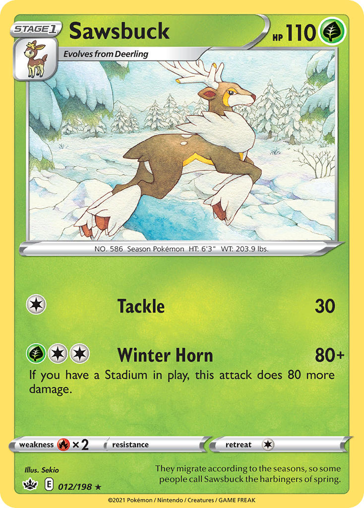 (012/198) Pokemon TCG Chilling Reign Single: Sawsbuck Rare