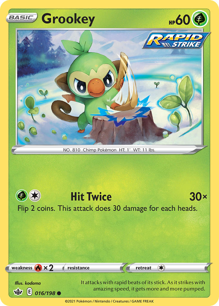 (016/198) Pokemon TCG Chilling Reign Single: Grookey Common