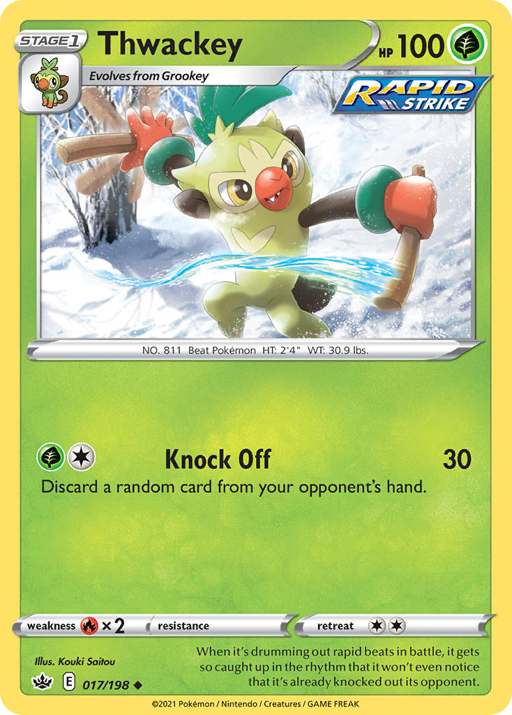 (017/198) Pokemon TCG Chilling Reign Single: Thwackey Uncommon
