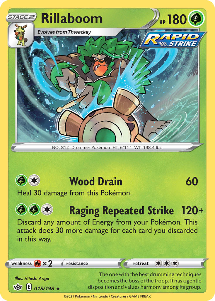 (018/198) Pokemon TCG Chilling Reign Single: Rillaboom Holo Rare