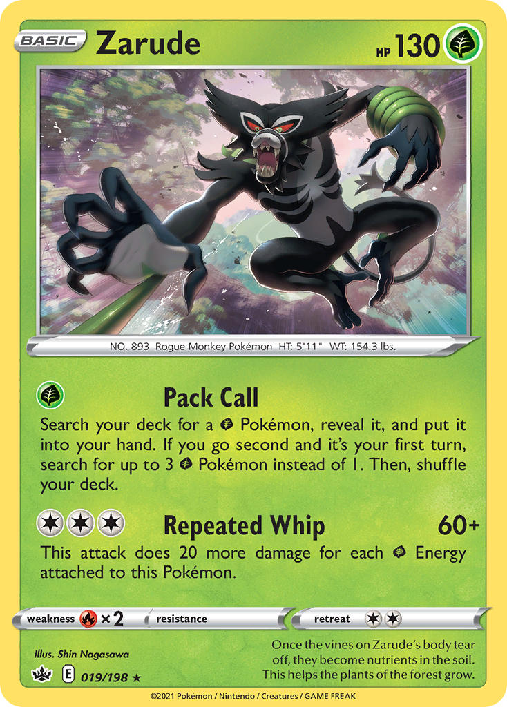 (019/198) Pokemon TCG Chilling Reign Single: Zarude Holo Rare