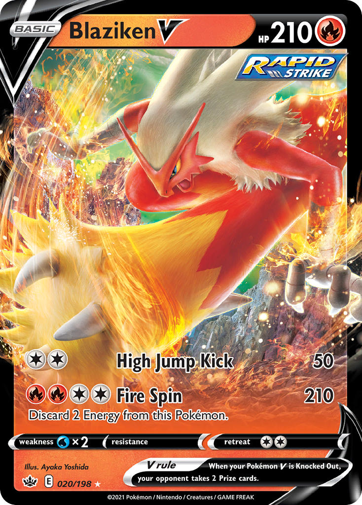 (020/198) Pokemon TCG Chilling Reign Single: Blaziken V Ultra Rare