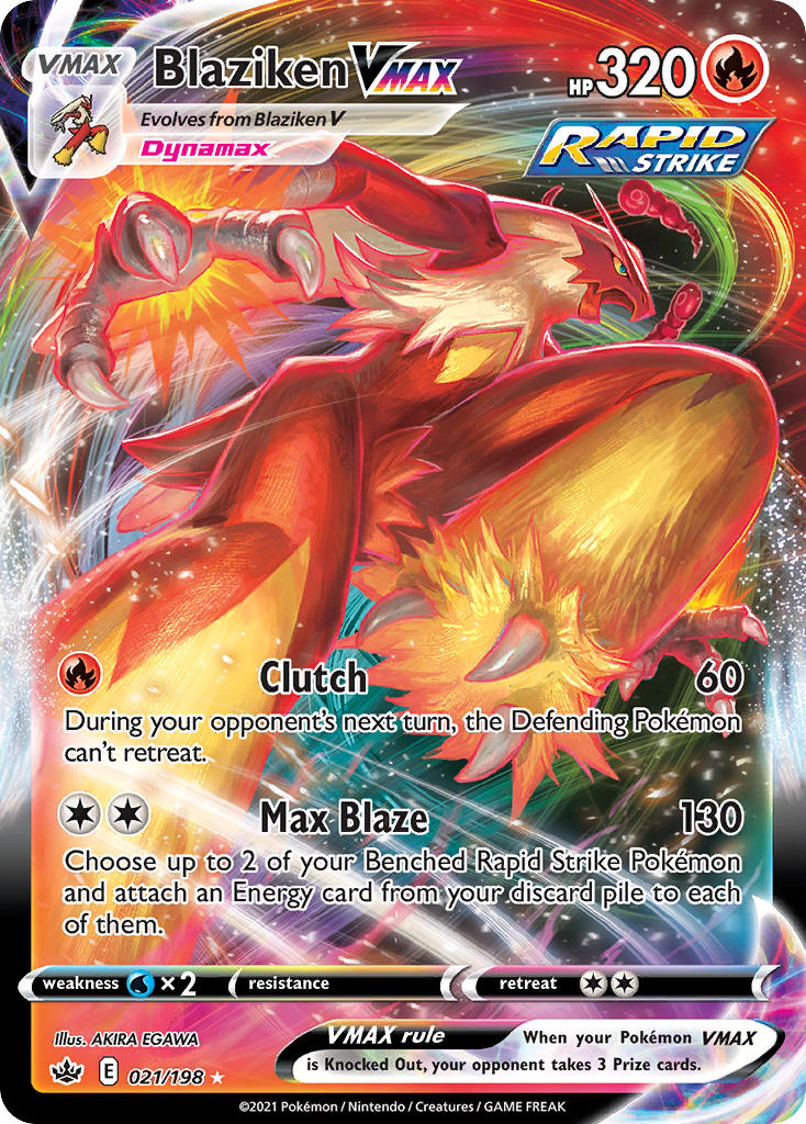 (021/198) Pokemon TCG Chilling Reign Single: Blaziken VMAX Ultra Rare