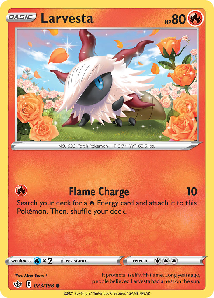 (023/198) Pokemon TCG Chilling Reign Single: Larvesta Common