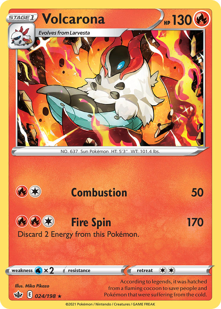 (024/198) Pokemon TCG Chilling Reign Single: Volcarona Rare