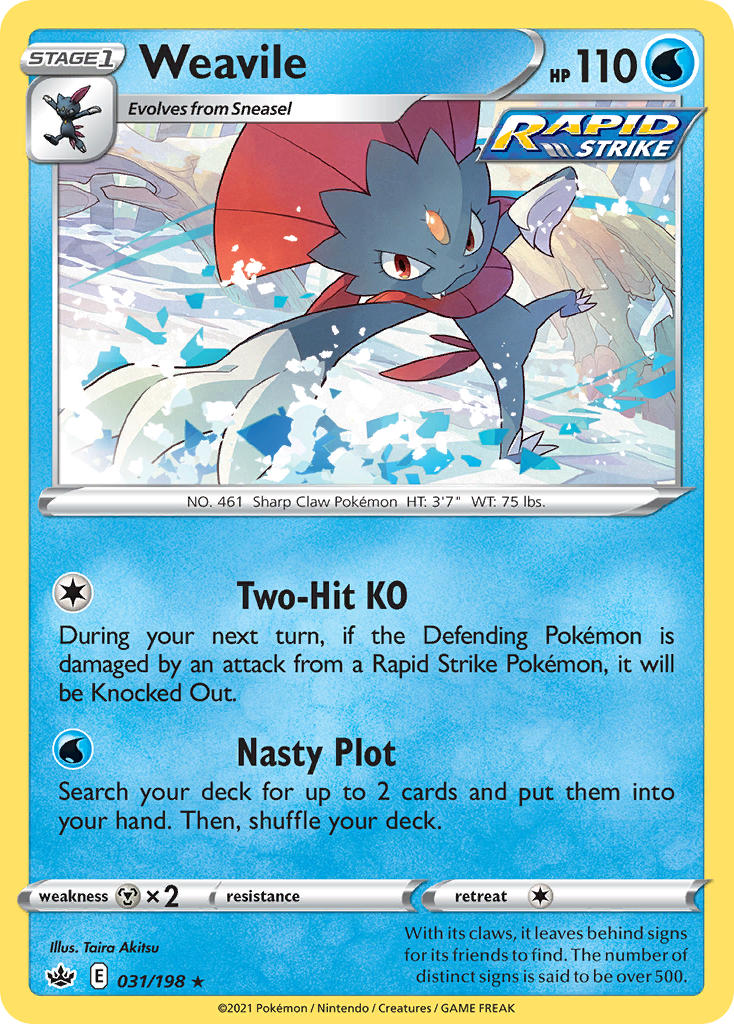 (031/198) Pokemon TCG Chilling Reign Single: Weavile Holo Rare