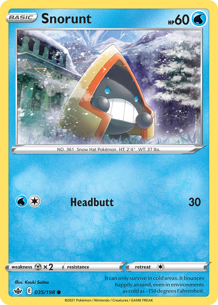 (035/198) Pokemon TCG Chilling Reign Single: Snorunt Reverse Holo Common