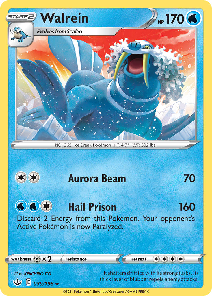 (039/198) Pokemon TCG Chilling Reign Single: Walrein Rare