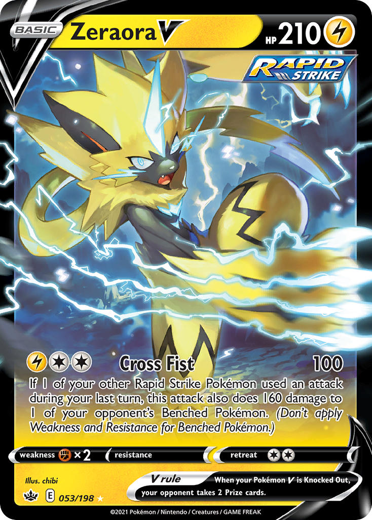 (053/198) Pokemon TCG Chilling Reign Single: Zeraora V Ultra Rare