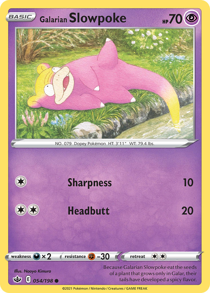 (054/198) Pokemon TCG Chilling Reign Single: Galarian Slowpoke Reverse Holo Common