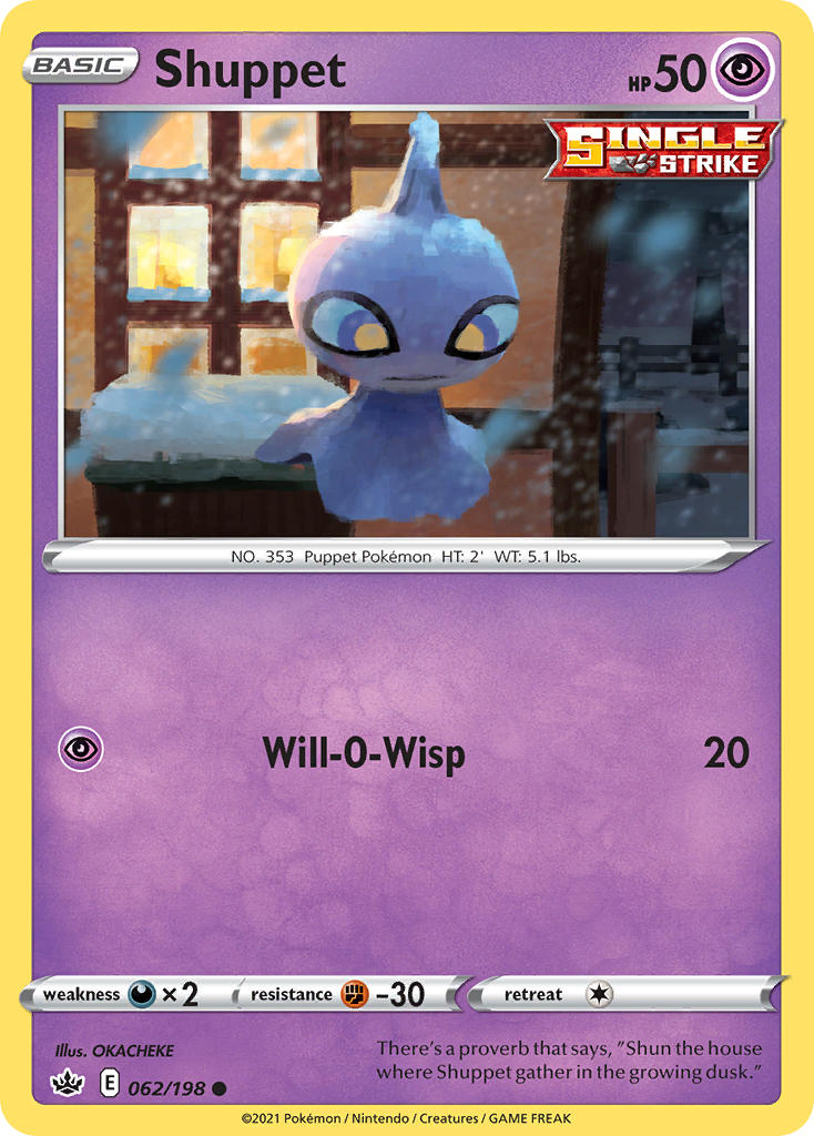 (062/198) Pokemon TCG Chilling Reign Single: Shuppet Reverse Holo Common
