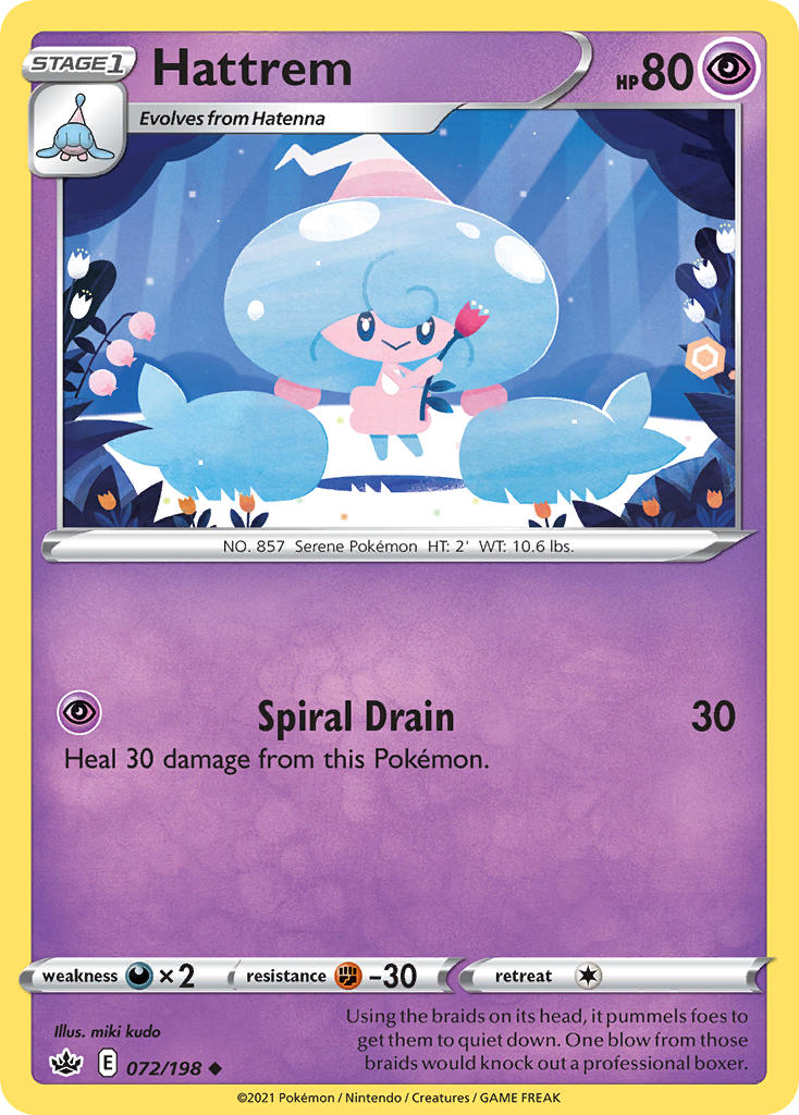 (072/198) Pokemon TCG Chilling Reign Single: Hattrem Reverse Holo Uncommon