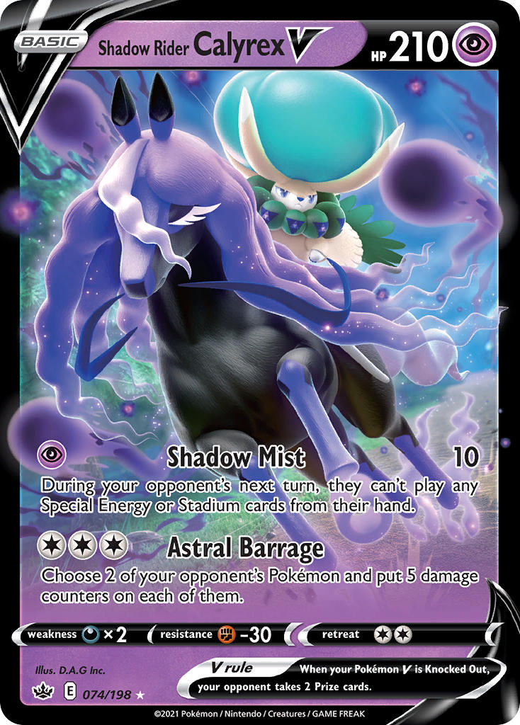 (074/198) Pokemon TCG Chilling Reign Single: Shadow Rider Calyrex V Ultra Rare