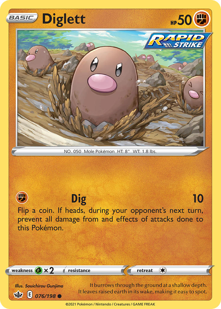 (076/198) Pokemon TCG Chilling Reign Single: Diglett Reverse Holo Common
