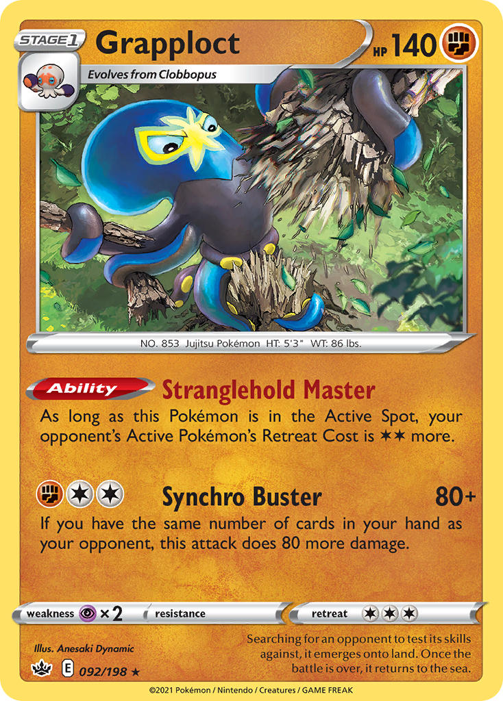 (092/198) Pokemon TCG Chilling Reign Single: Grapploct Holo Rare