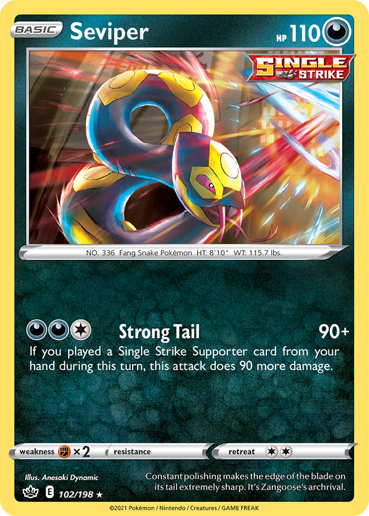 (102/198) Pokemon TCG Chilling Reign Single: Seviper Rare