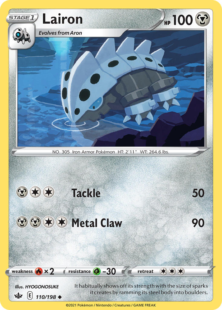 (110/198) Pokemon TCG Chilling Reign Single: Lairon Uncommon