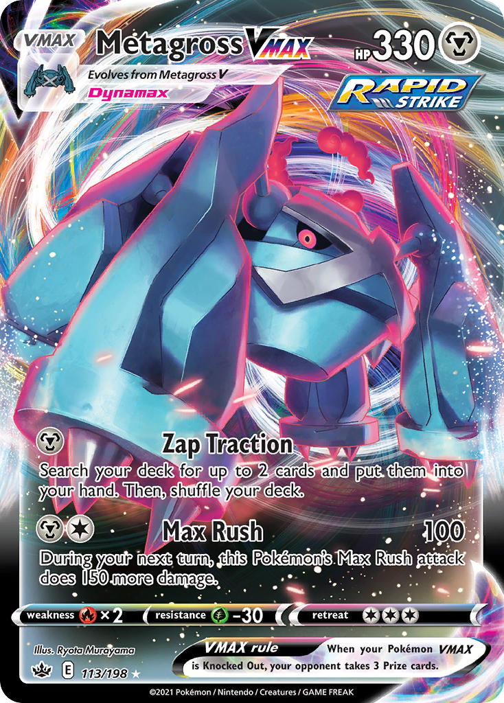 (113/198) Pokemon TCG Chilling Reign Single: Metagross VMAX Ultra Rare