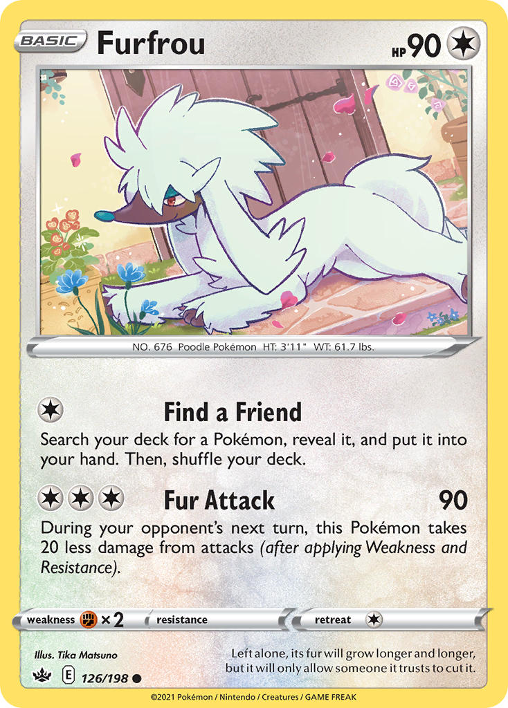 (126/198) Pokemon TCG Chilling Reign Single: Furfrou Reverse Holo Common