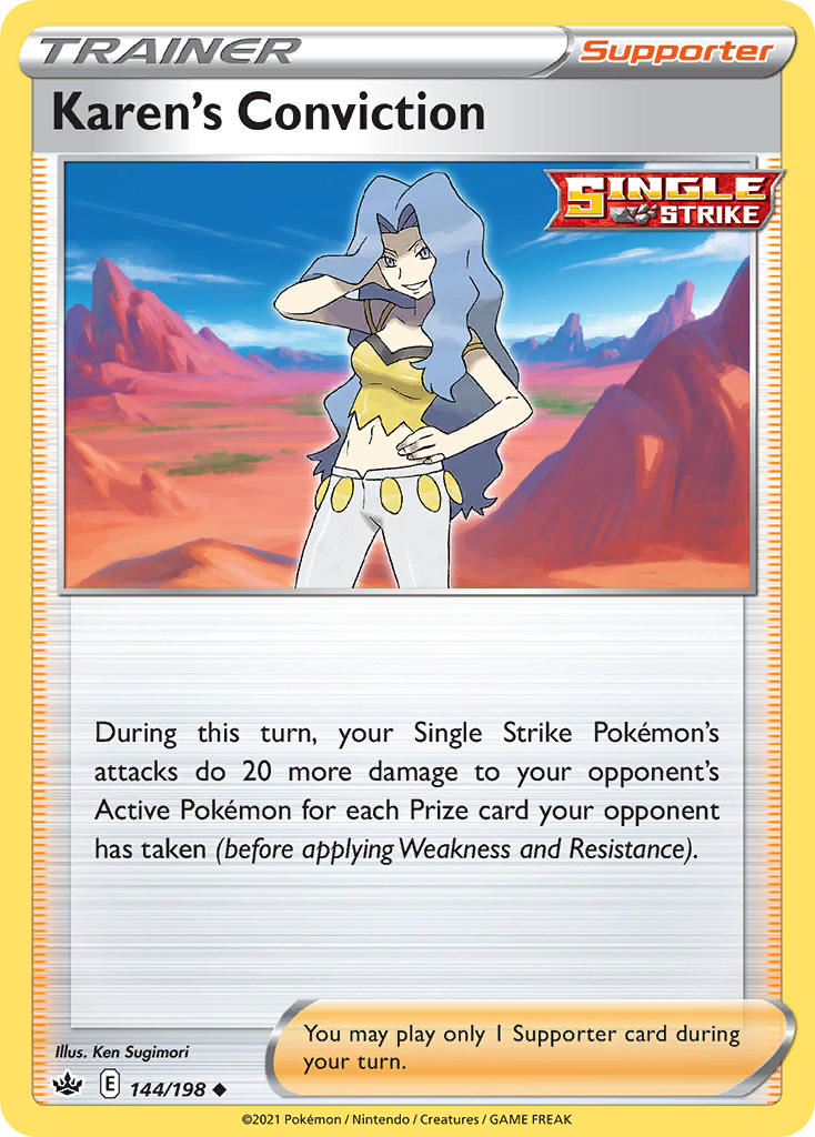 (144/198) Pokemon TCG Chilling Reign Single: Karen's Conviction Reverse Holo Uncommon