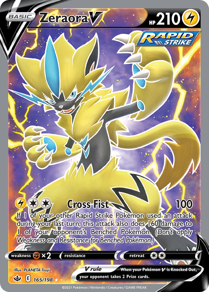 (165/198) Pokemon TCG Chilling Reign Single: Zeraora V Ultra Rare