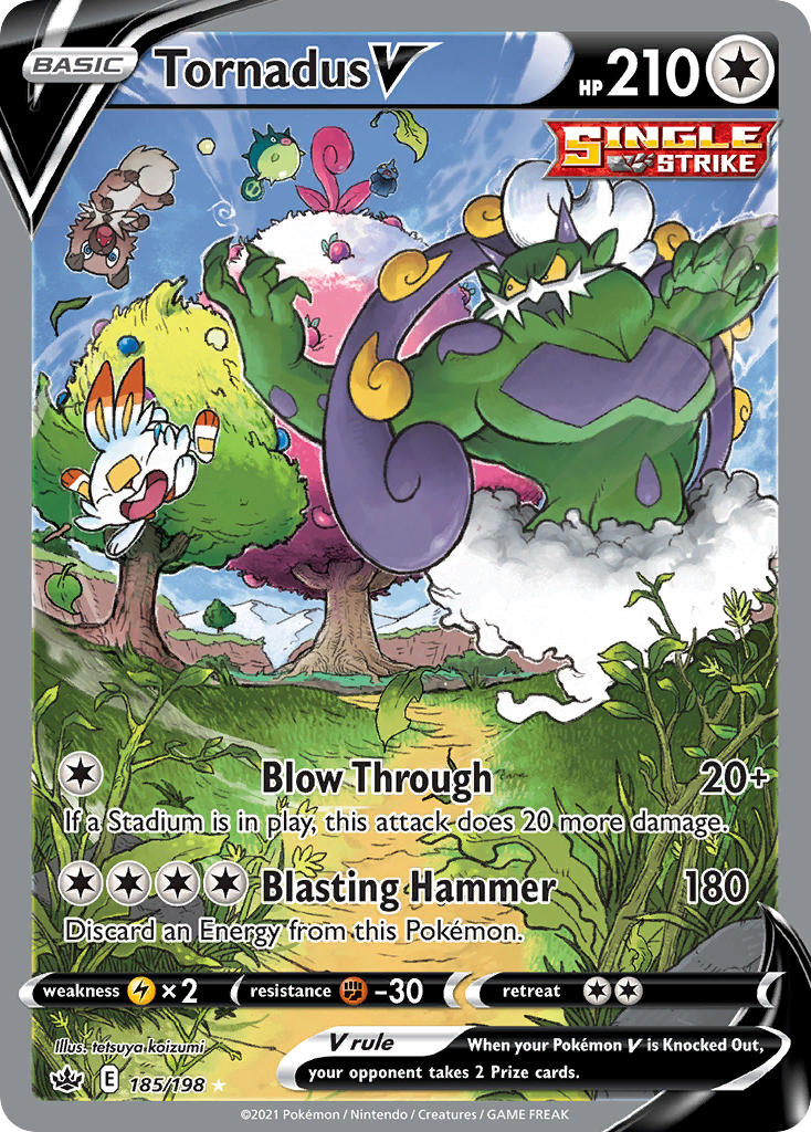 (185/198) Pokemon TCG Chilling Reign Single: Tornadus V Ultra Rare