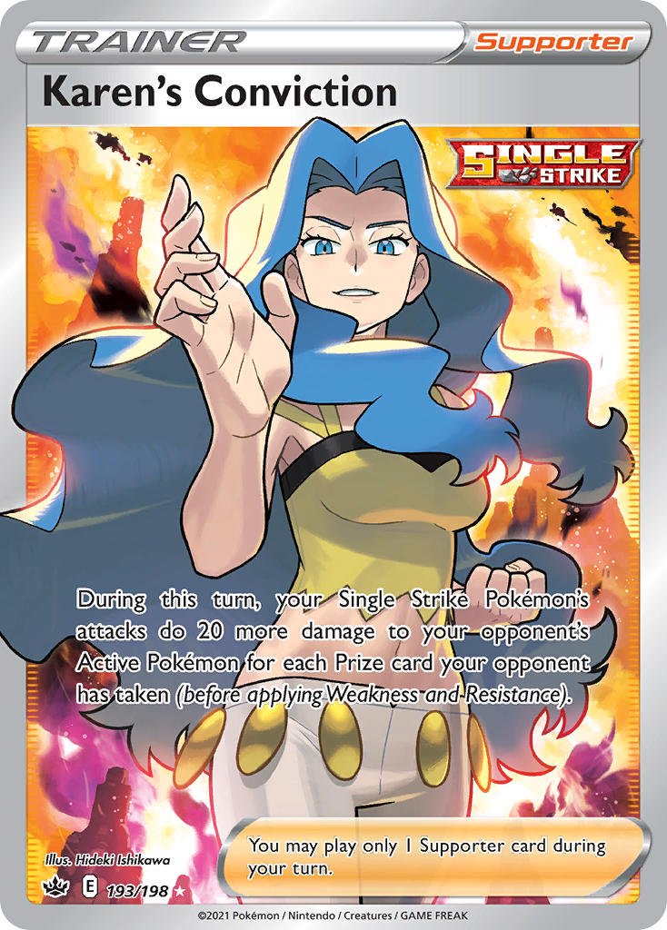 (193/198) Pokemon TCG Chilling Reign Single: Karen's Conviction Ultra Rare
