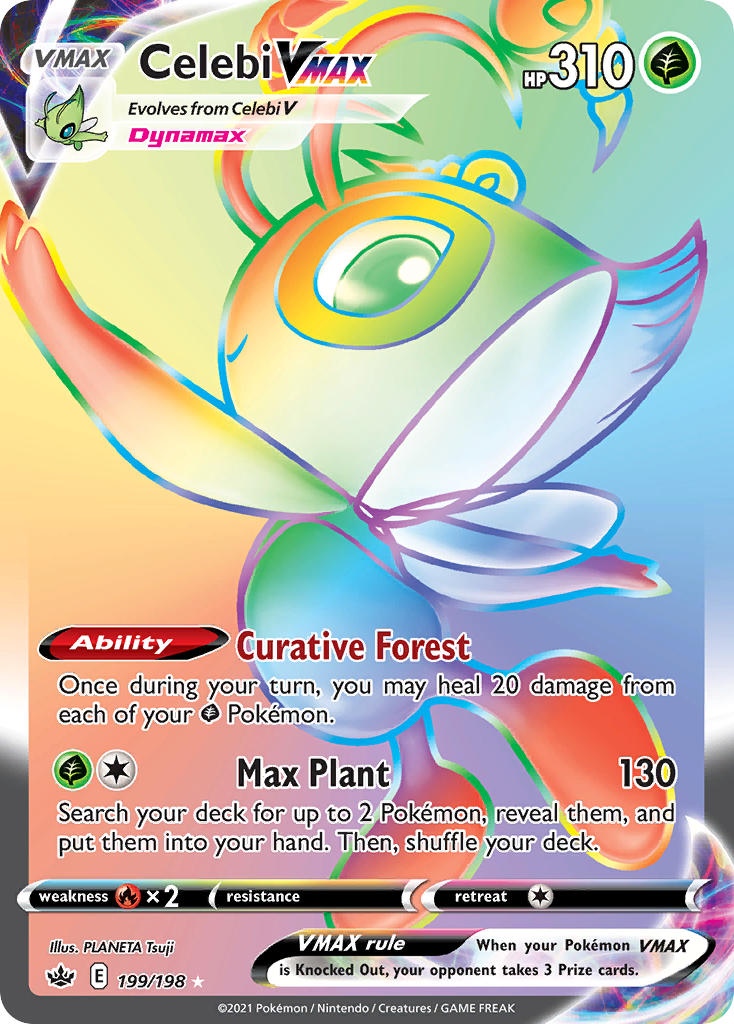 (199/198) Pokemon TCG Chilling Reign Single: Celebi VMAX Secret Rare