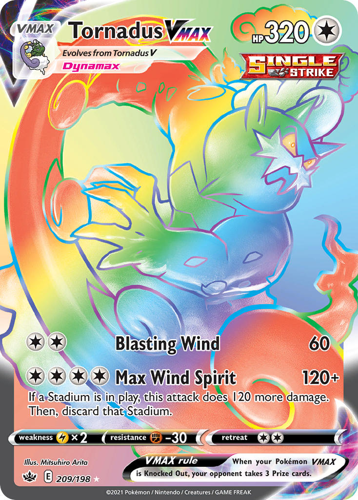 (209/198) Pokemon TCG Chilling Reign Single: Tornadus VMAX Secret Rare