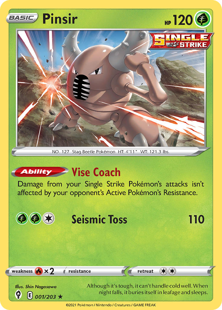 (001/203) Pokemon TCG Evolving Skies Single: Pinsir Rare